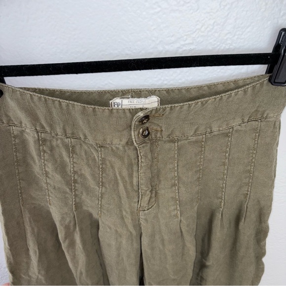Free People High Rise Olive Green Wide-Leg Pants - Picture 2 of 5